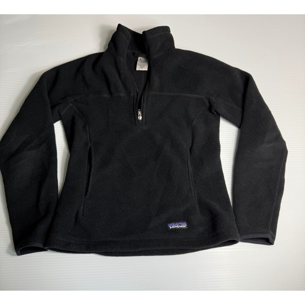 Patagonia Synchilla Fleece Pullover Jacket Womens XS Black Quarter Zip